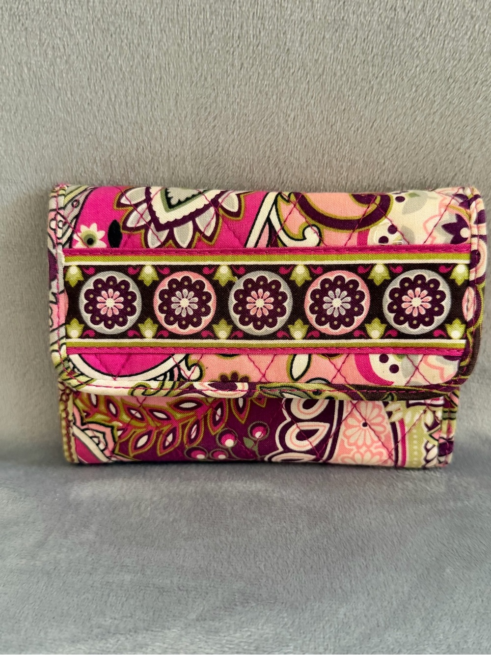 Vera Bradley Pink Floral Quilted Fold-Over Wallet